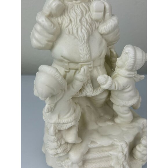 Vintage White Bisque Santa with Children Musical Figure Here Comes Santa Claus - Picture 3 of 12